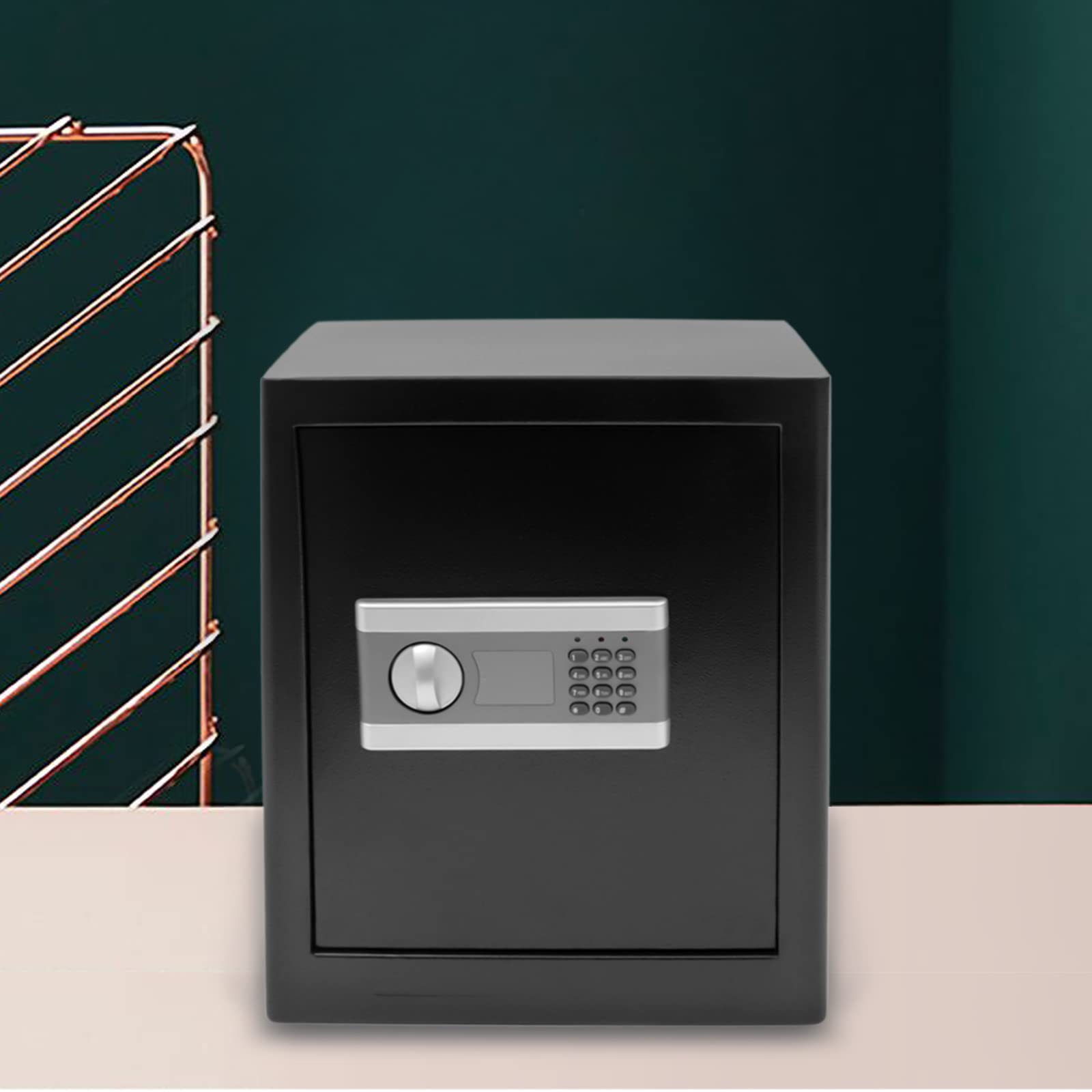 Cassaforte elettronica, 45 l, cassaforte con password, in acciaio, resistente al fuoco, per casa, ufficio, documenti A4, laptop, gioielli