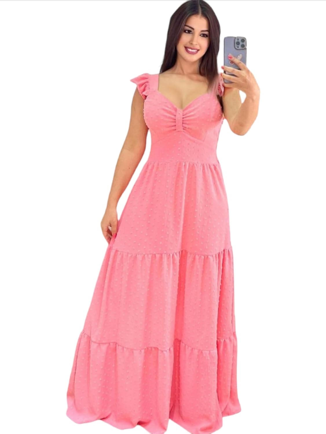 Vestido longo luxo franzido com babada na manga em promoção! Veja a oferta e mais achadinhos de Vestidos 7 Hoje é o melhor dia para comprar Vestido longo luxo franzido com babada na manga com aquele preço maroto! Promoção! Aproveite a oferta! 7