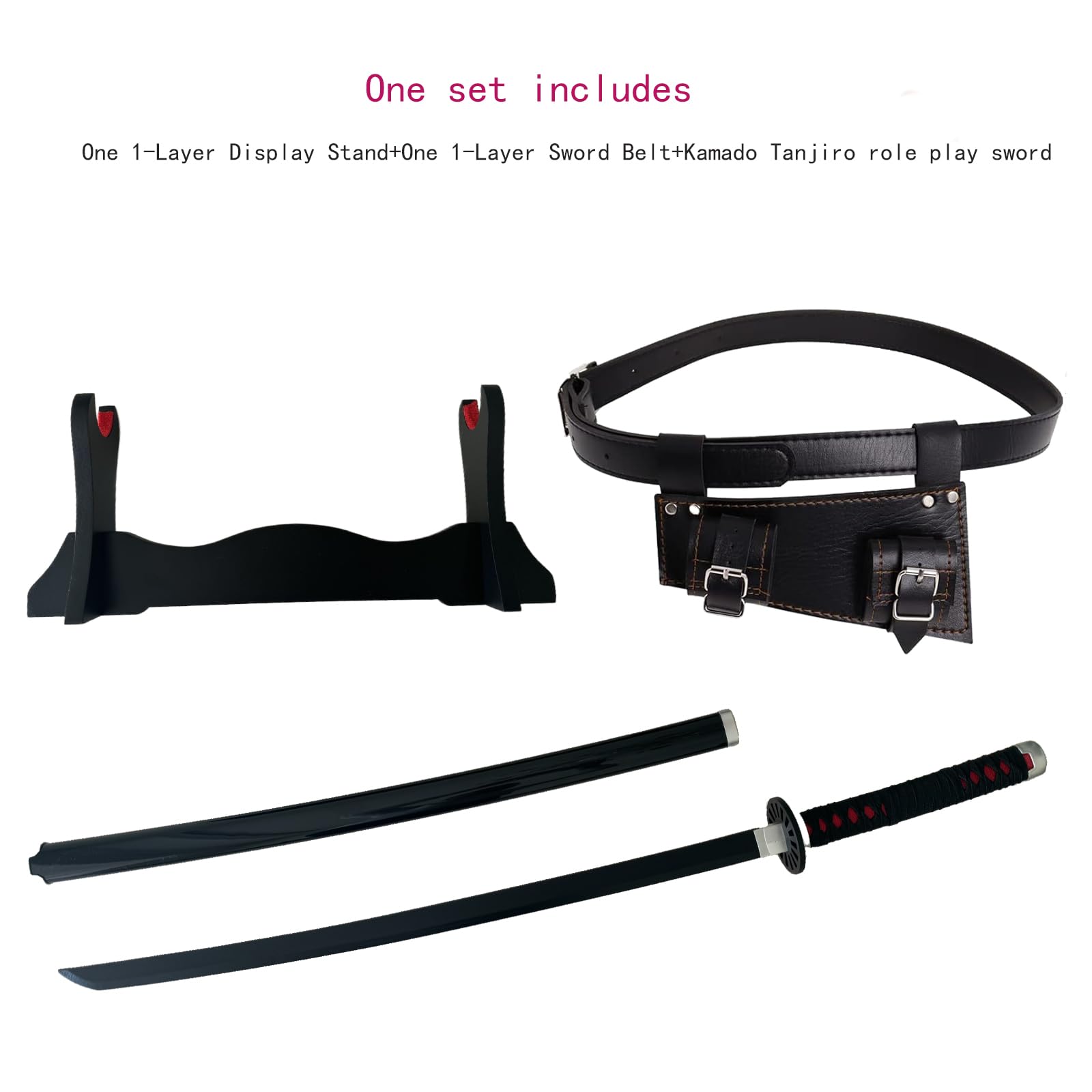 Cosplay-Anime-Schwert – Dämonentöter-Schwert 41 Zoll mit Schwertständer und Gürtel, Katana-Nachbildung des Schwertes, perfekt für Cosplay, Anime, Original-Textur, Bühnenauftritt und als Geschenk