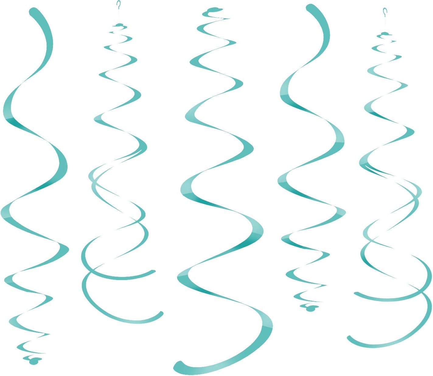 Teal Party Hanging Swirl Decorations Plastic Streamer for Ceiling, Pack of 28