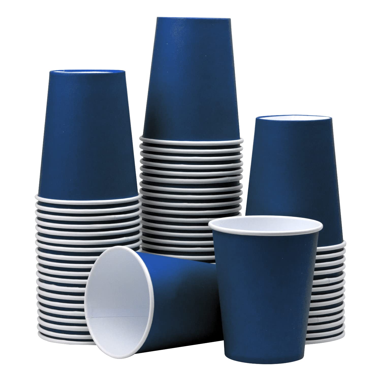 Disposable Paper Cups, 60pcs Blue Paper Cups For DIY Wedding Party Picnic BBQ Travel and Event 8OZ (Navy blue)