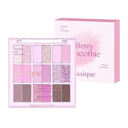 dasique Shadow Palette #18 Berry Smoothie l Vegan, Cruelty-Free l 18 Blendable Shades in Smooth Matte and Shimmer Finishes with Gorgeous Pearls - 18 Berry Smoothie