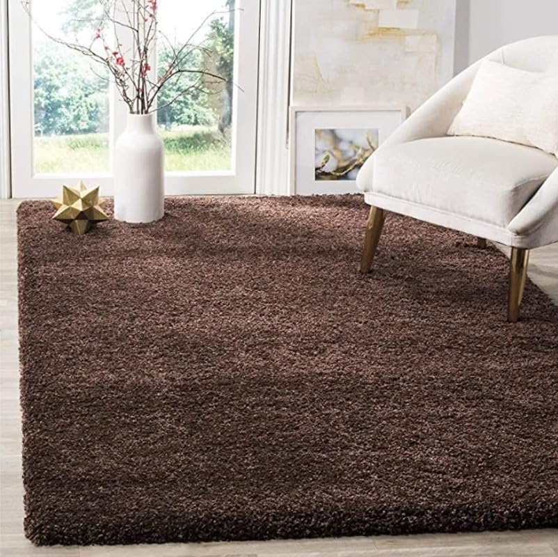 Image of Carpet for Living Room, Bedroom and Hall Handmade Microfiber Cozy Soft and Fluffy Shaggy Area Rug with 2 inch Thick Anti Skid Carpet [3x5 Feet Brown]