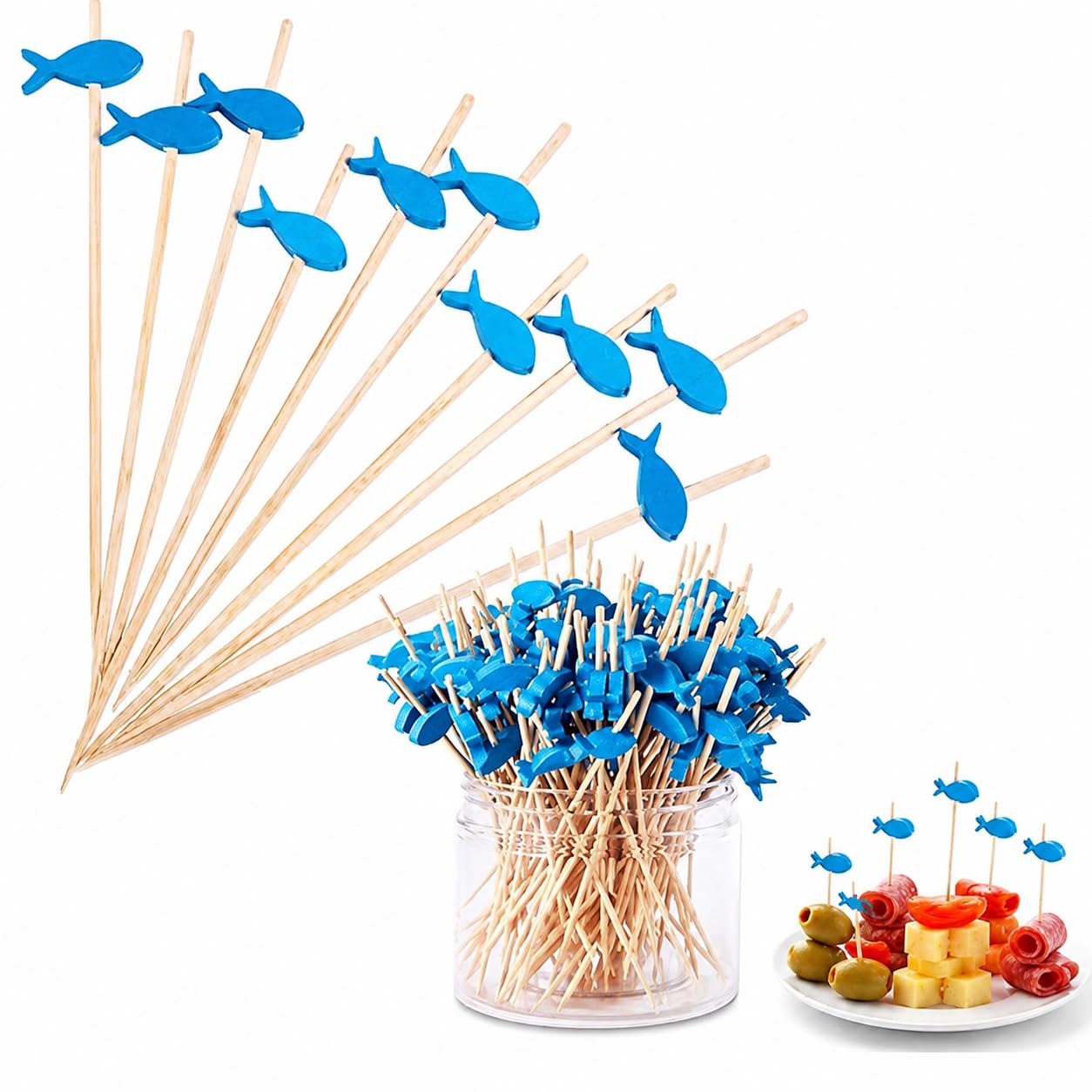 200 Pezzi Spiedini Finger Food, Cocktail Spiedini Cocktail Deco Cocktail Spiedini Cocktail Picker Stuzzicadenti bambù, per Barbecue Cibo Frutta Antipasti Bevande