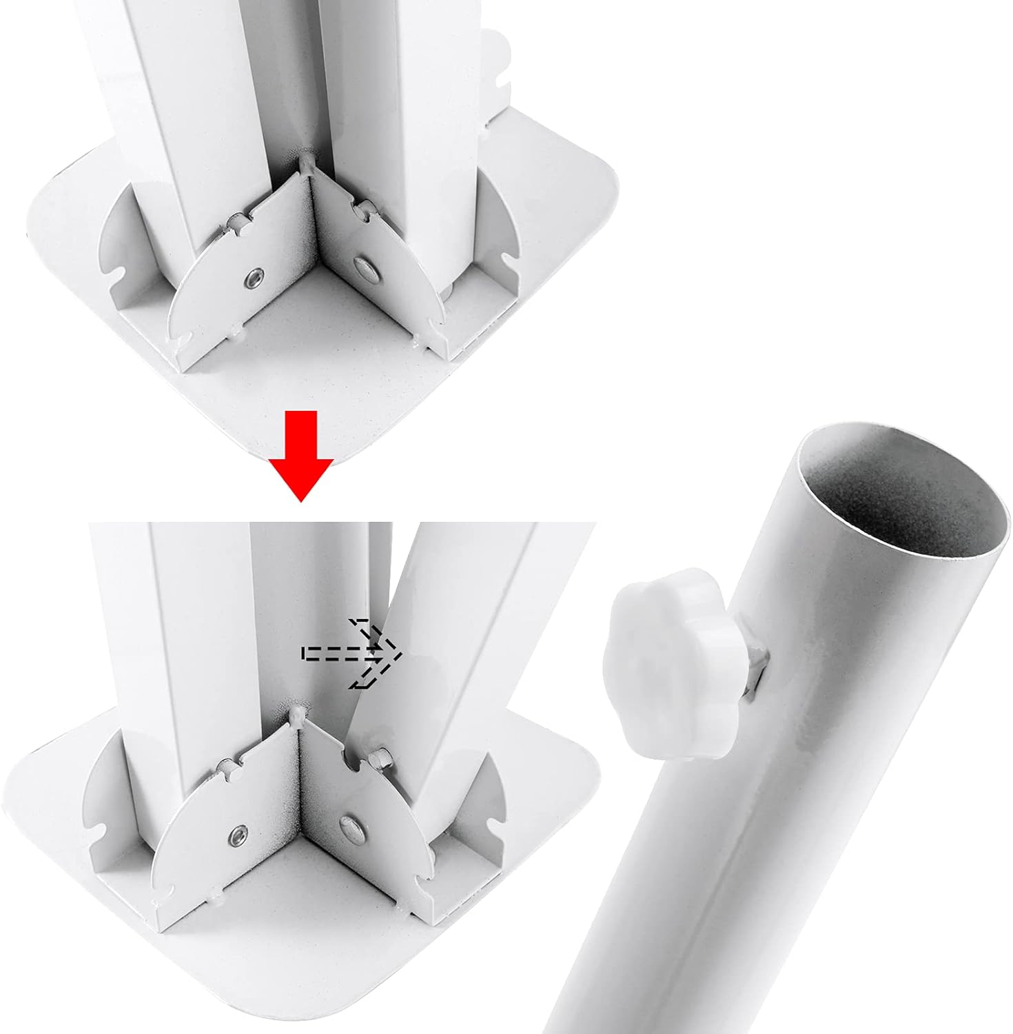 2 PCS Portable Foldable Beach Stand, Adjustable Outdoor Sunshade Anchor Holder, Rust Free Patio Umbrella Base Holder, Fits for 1.38 Inches Umbrella Pole