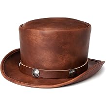 Steampunk Hat PU Pork Pie Steampunk Gay Mountain High Hat Magician Run PU Pork Pie Hat for Men