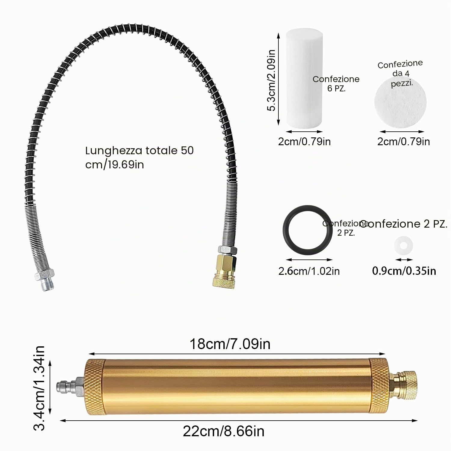 16 Pezzi Filtro Compressore Aria Kit, Q35 Separatore Acqua e Olio con Elemento Filtrante, Accessori Compressore Aria, per il Collegamento Della Pompa Dell'aria o Della Pompa Dell'aria da 12 V