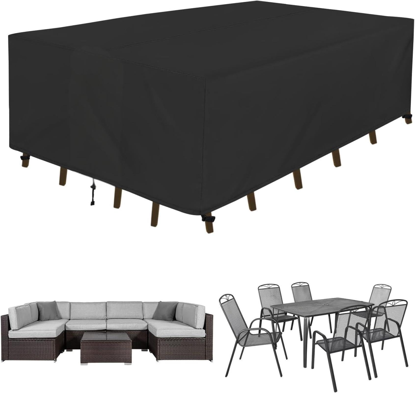 Copertura per mobili da esterno in rattan, 60 x 50 x 40 cm, impermeabile, in tessuto Oxford 420D, per tavolo e sedie, antivento, anti-UV, copertura rettangolare