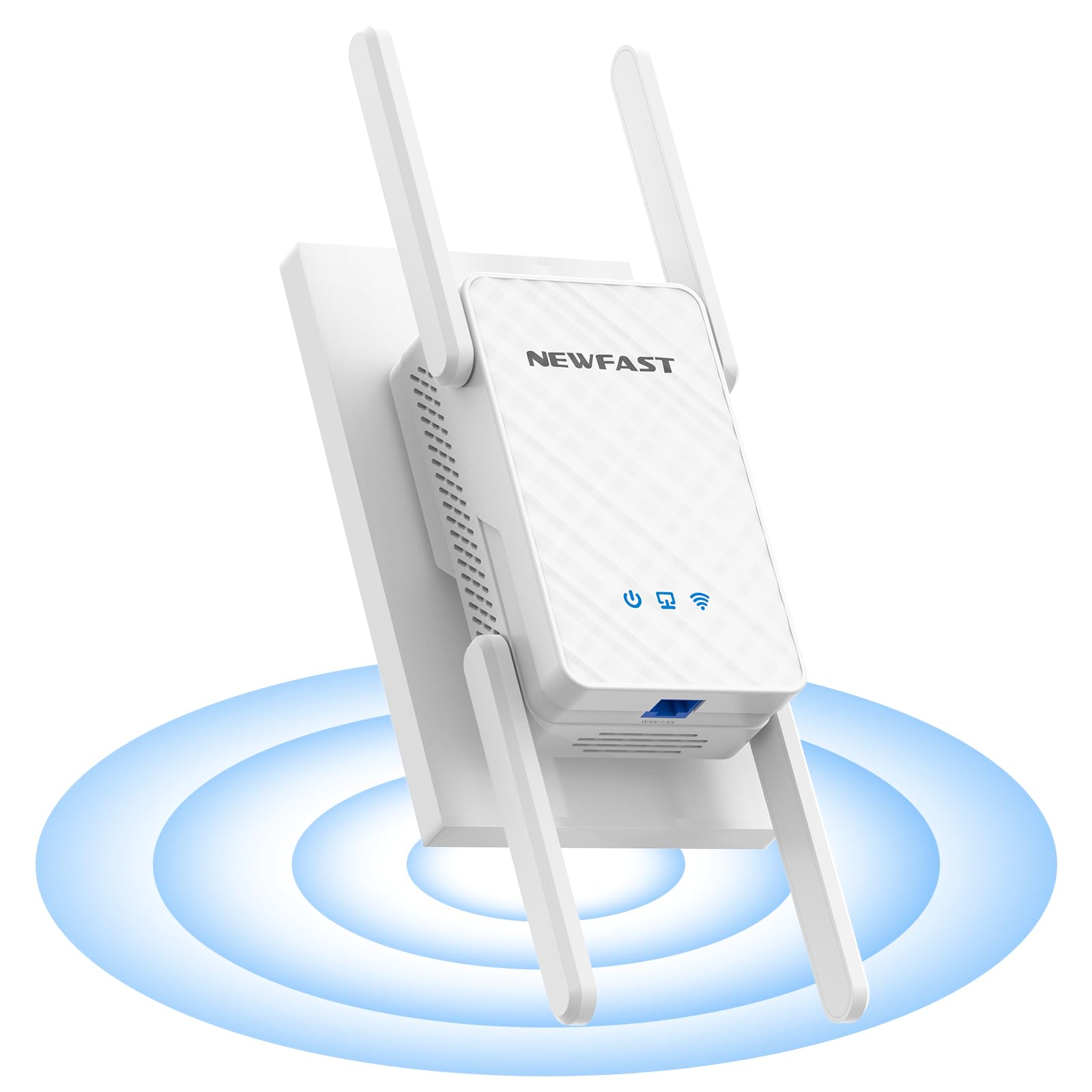 NEWFAST Répéteur WiFi 6 NF-RE556, Amplificateur WiFi Puissant AX3000 Mbps,Port Ethernet Gigabit, 2402Mbps 5GHz & 574Mbps 2.4GHz Repetiteur WiFi Compatible avec Toutes Les Box Internet, 4 Antennas