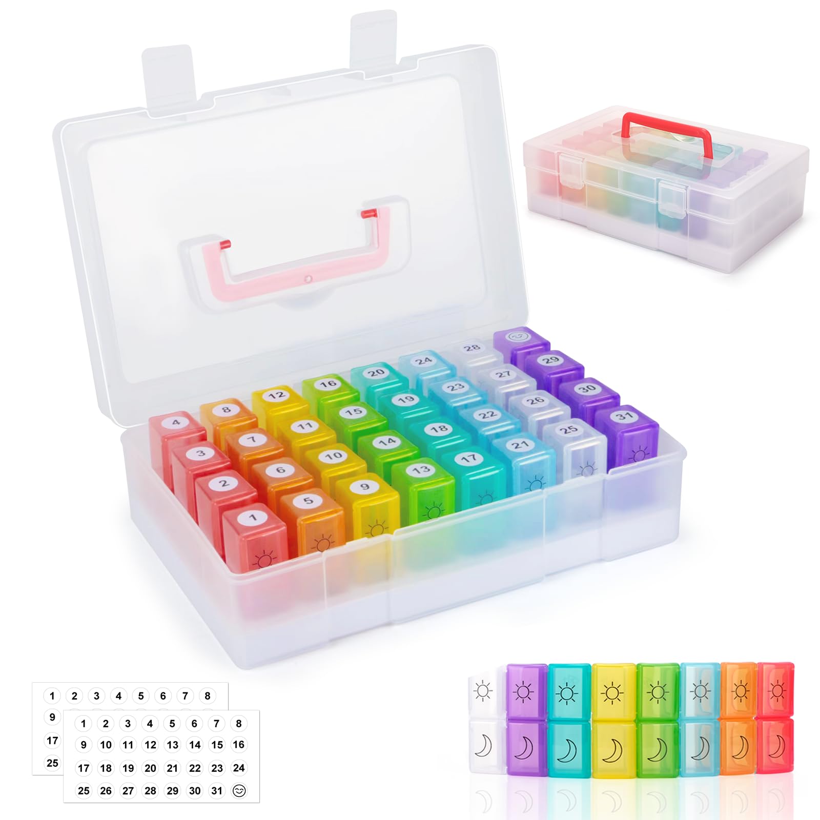 Monthly Pill Organizer 2 Times a Day,30 Day Pill Organizer 2X a Day,Pill Boxes and Organizer 2 Times a Day with Travel Case,Moth Pill Box Am Pm Month