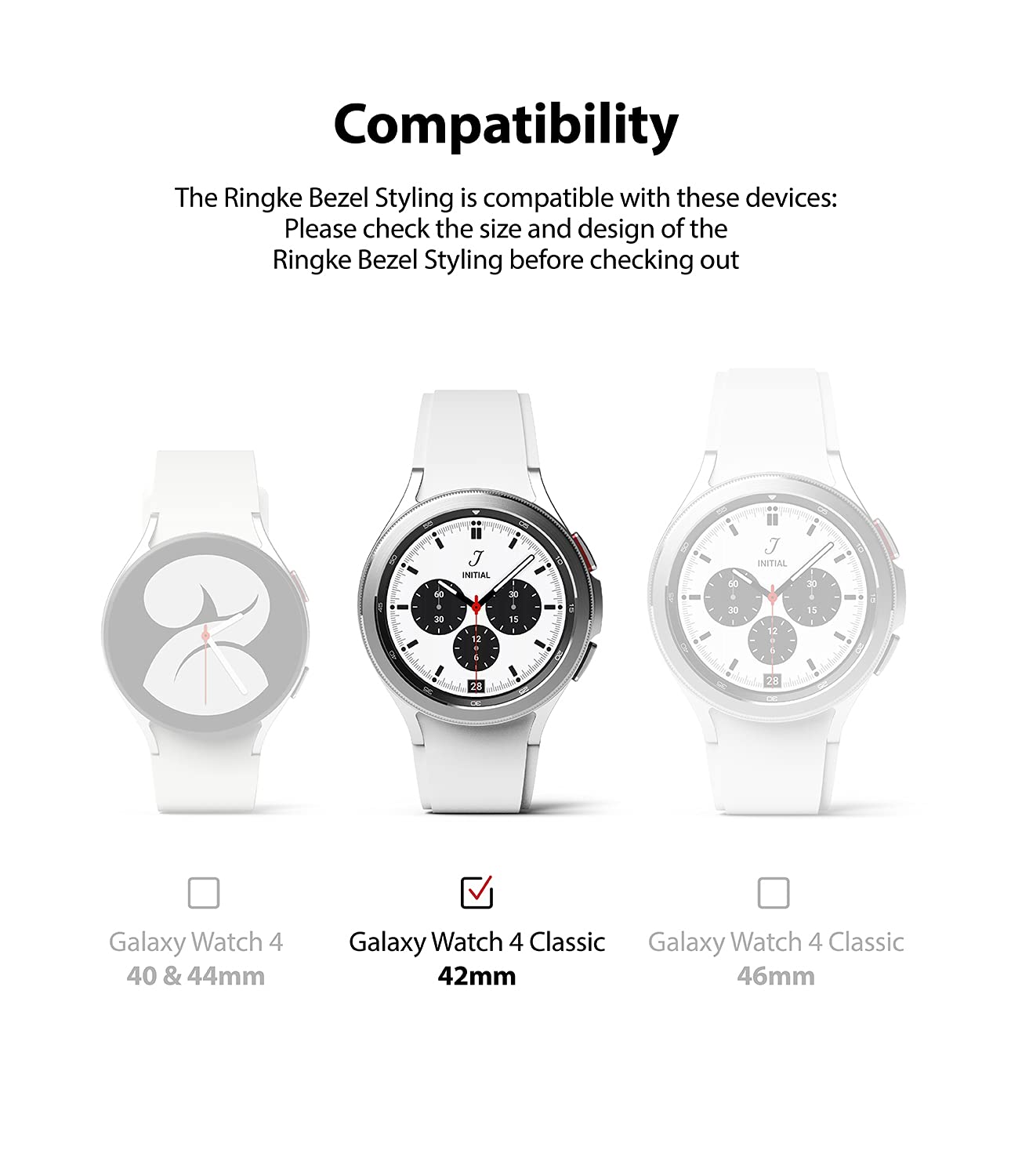 Ringke Bezel Styling Compatible with Samsung Galaxy Watch 4 Classic 42mm Adhesive Frame Ring Cover Anti Scratch [Stainless Steel] Protection for Galaxy Watch4 Classic 42mm - Silver [42-04]