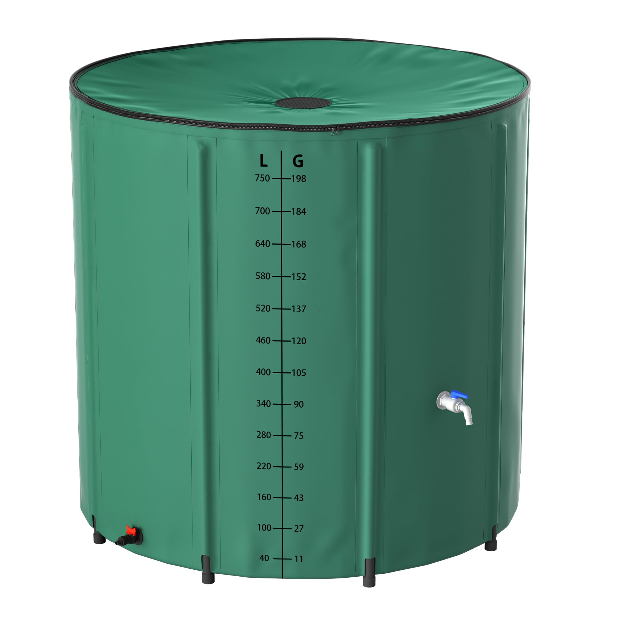 TATIVALO Faltbare Regentonne, Regenwassertank mit Deckel & Wasserhahn, Regenfass Garten wasserdicht, UV-beständig, PVC Regenwasserbehälter für Garten, Balkon & Camping