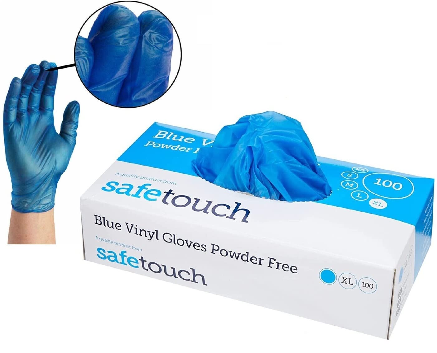 Dispoable Clear Vinyl Gloves Powder Free Latex Free Medical graded Premium Quality Gloves Food Graded Gloves (Small, Blue)