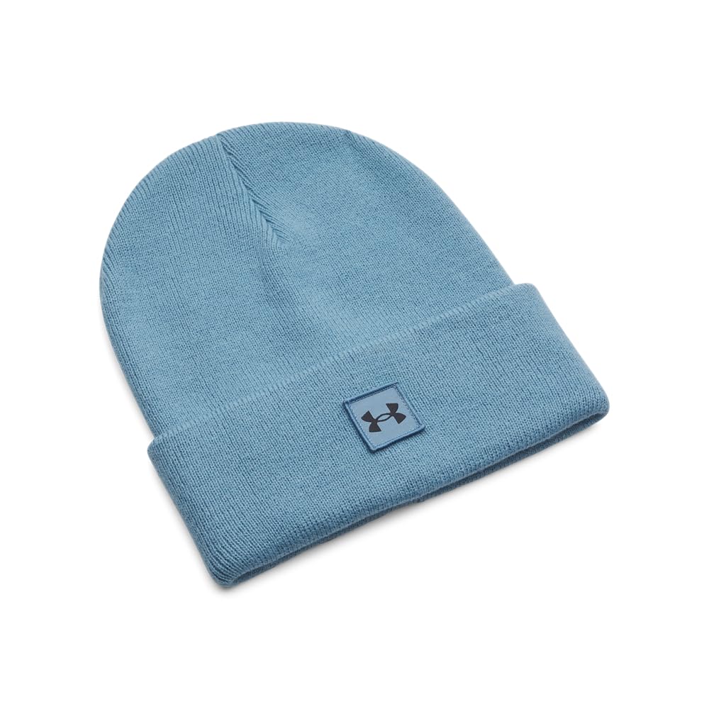 Under Armour Men's Halftime Cuff, Super-Soft Men's Beanie with Ribbed-Knit Design, Comfortable and Warm Beanie Hat for Cold Weather and Casual Wear,Blue Smoke / / Dark Navy Blue,OSFM