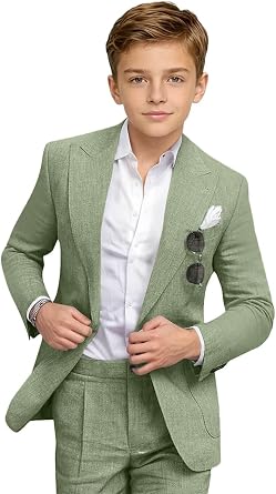AKsit Boys Formal Suits 2 Piece Tuxedo Outfits Jacket and Dress Pants Set for Wedding Prom Kids Suit