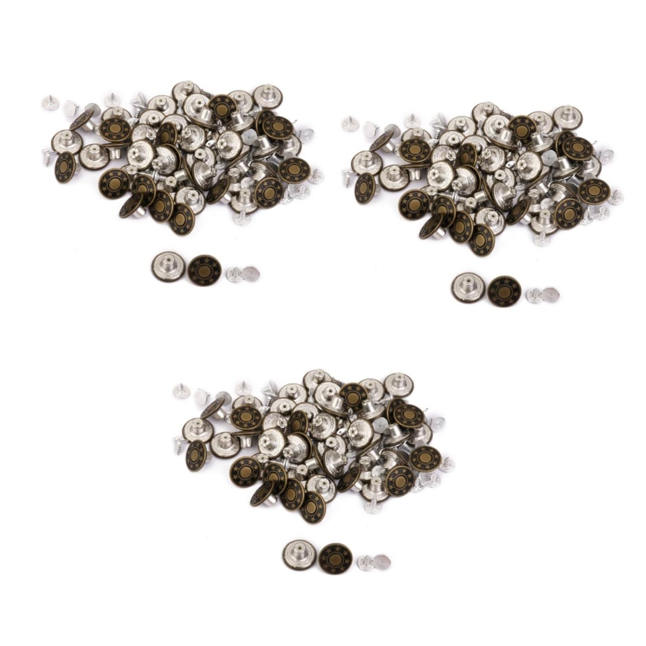 EXCEART 3 Set Da 17 Mm A Forma Di Stella Per Jeans Bottoni in Ottone Kit Di Fissaggio Verde Facili Da Installare Martello Per Lavori Di Cucito E Artigianato 50 Pezzi*3