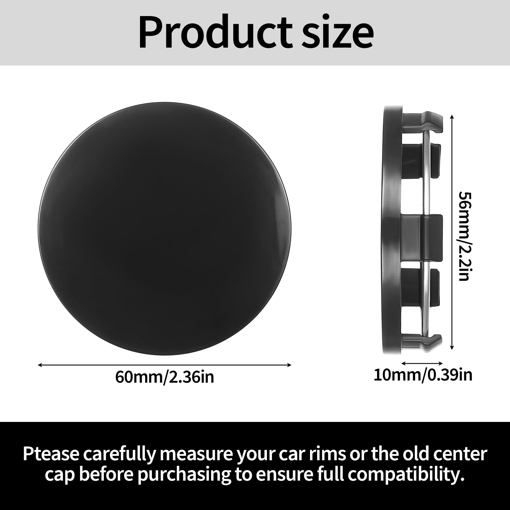 4 sztuki kołpaków kół 56 mm, uniwersalne kołpaki, kołpaki kół, nakładki na felgi ABS, samochodowe nakładki środkowe kompatybilne z felgami aluminiowymi VW Audi (OD 56 mm ID 51 mm)