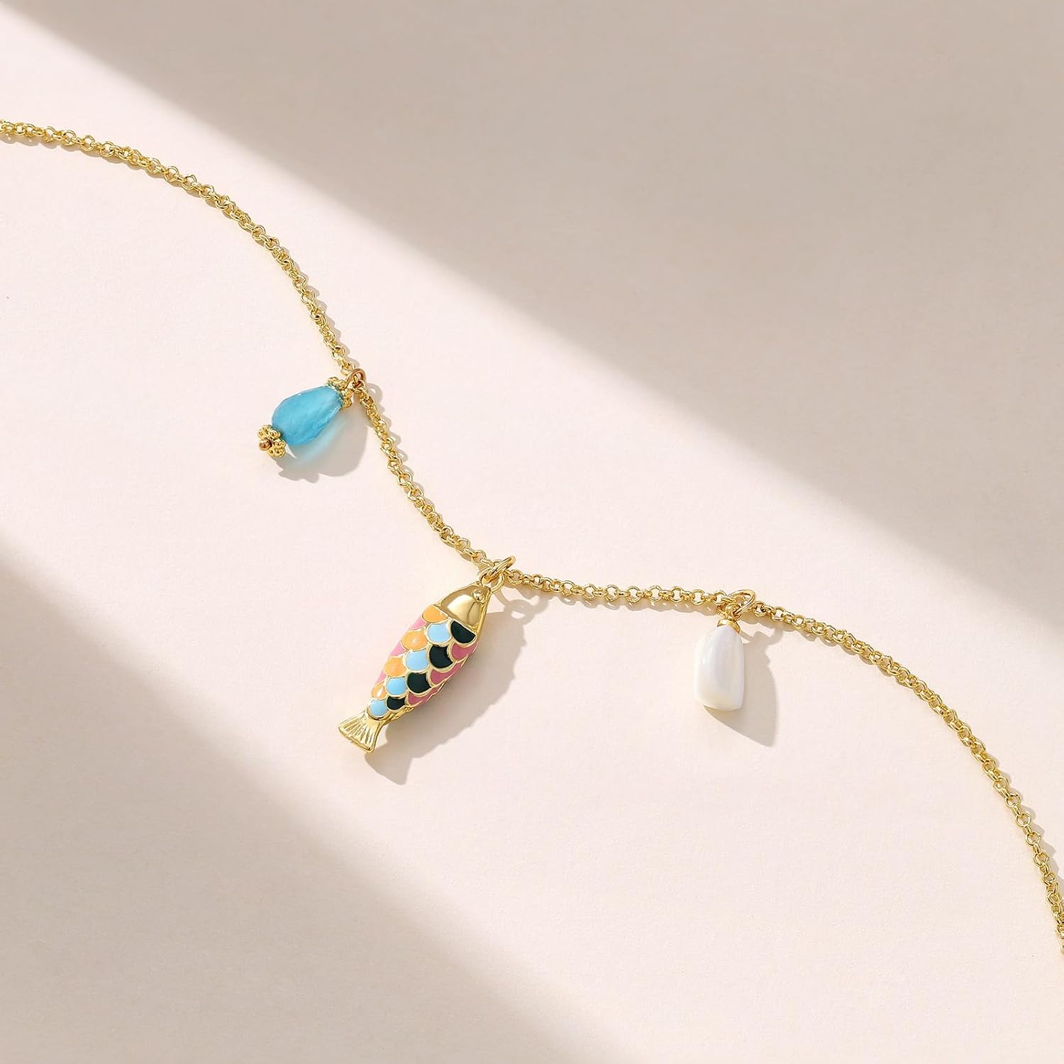 KissYan Fish Necklace for Women, 14K Gold Plated Dainty Lucky Fish Pendant Necklaces, Boho Beach Charm Choker Handmade Fashion Jewelry Gifts - Image 5