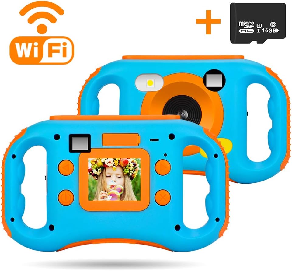WiFi Kids Camera, iBosi Cheng 1080P HD Digital Kid Camera Camcorders with 1.77 Inch LCD Display,5X Digital Zoom,Flash and Mic, 16GB TF Card Included, Creative Birthday Camera Gifts for Kids