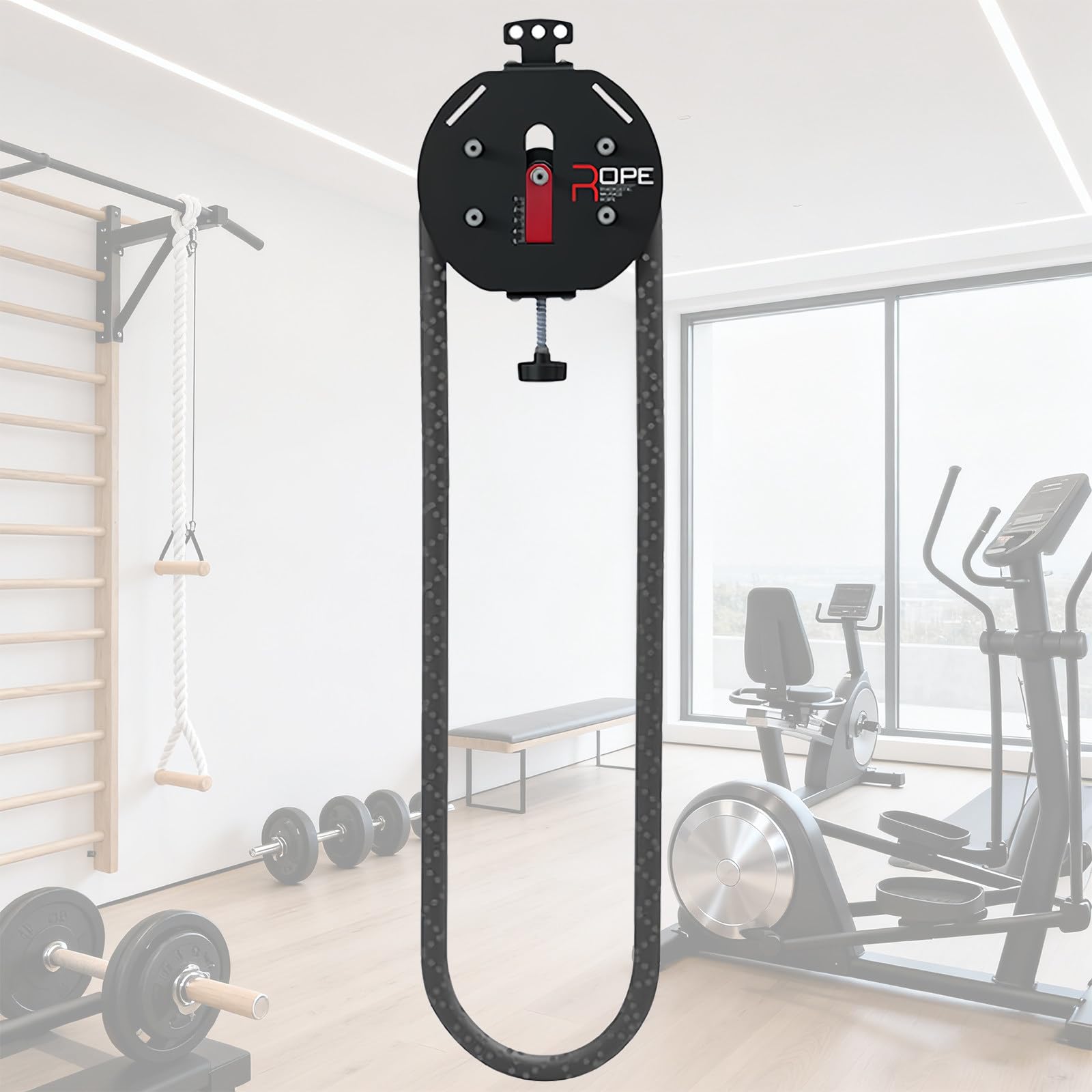 Endlos-Seiltraining, Kabelzugsystem Mit Einstellbarem Widerstand, Seilklettergerät,Widerstandstrainer Für Das Heim-Fitnessstudio, Bauchmuskeltrainer, Rückentrainer, Power Rope ManualModel Red