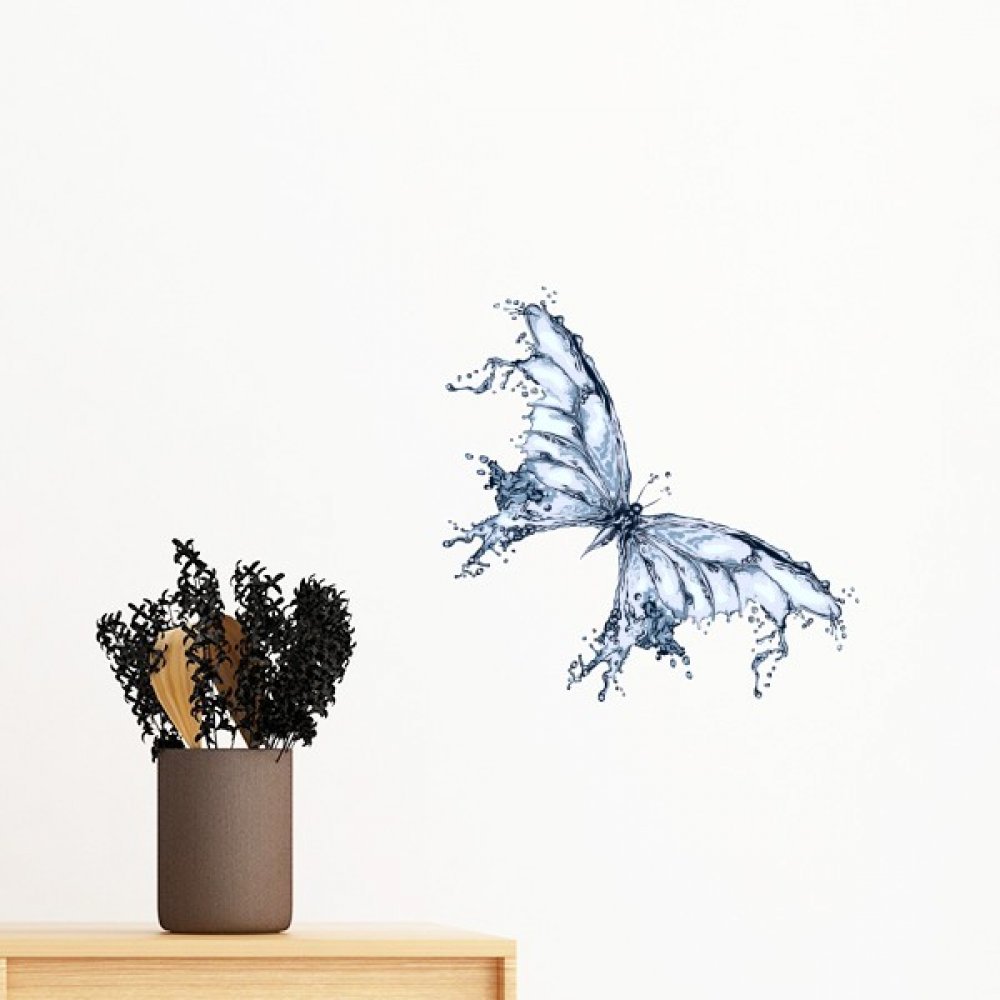 Sticker mural papillon bleu ciel grand format pour créer un nid douillet enfant