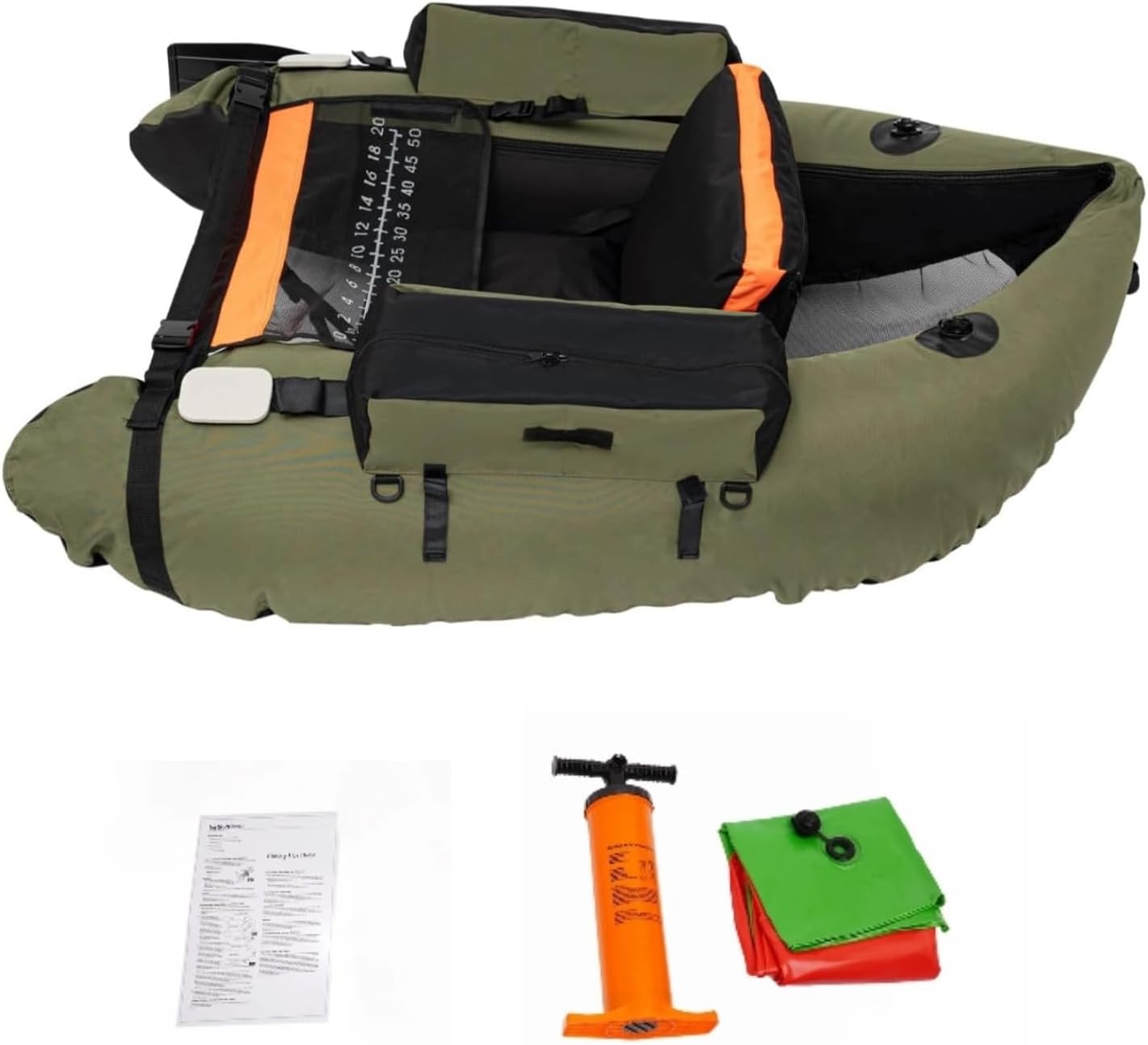 Inflatable Float Tube, Fishing Boat with Adjustable Shoulder Straps, Carrying Handle and Hand Air Pump, Backrest Adjustable Fishing Kayak for Angling, 280LBS Load Capacity