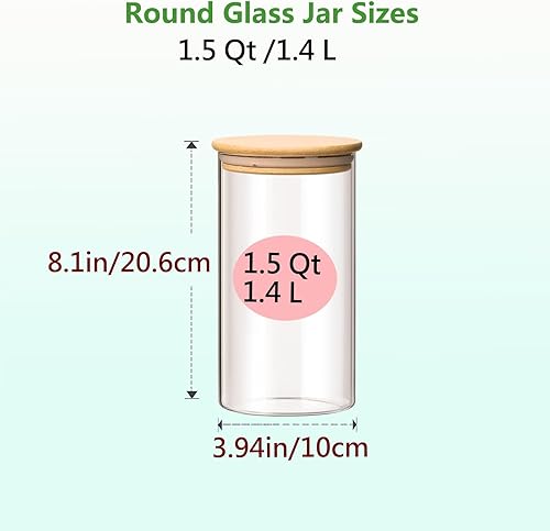 Miniatura 2 de Recipiente hermético de almacenamiento de vidrio con tapa de madera (40 onzas), recipiente transparente para almacenamiento de alimentos con tapa de