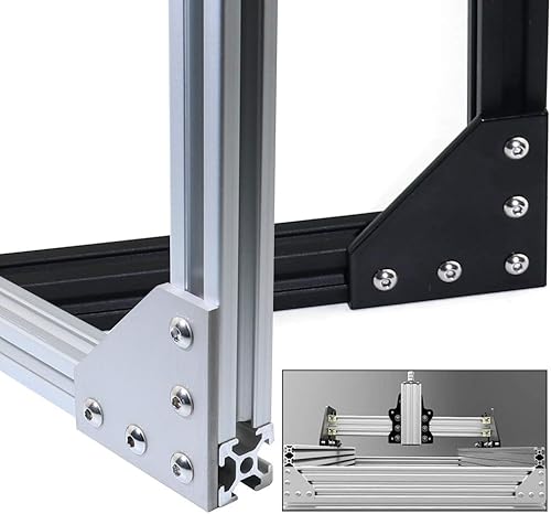 Miniatura 5 de Juego de 4 placas de conector de extrusión de aluminio 3030 con ranura en T, conector de perfil de aluminio en forma de T negro, placa de unión