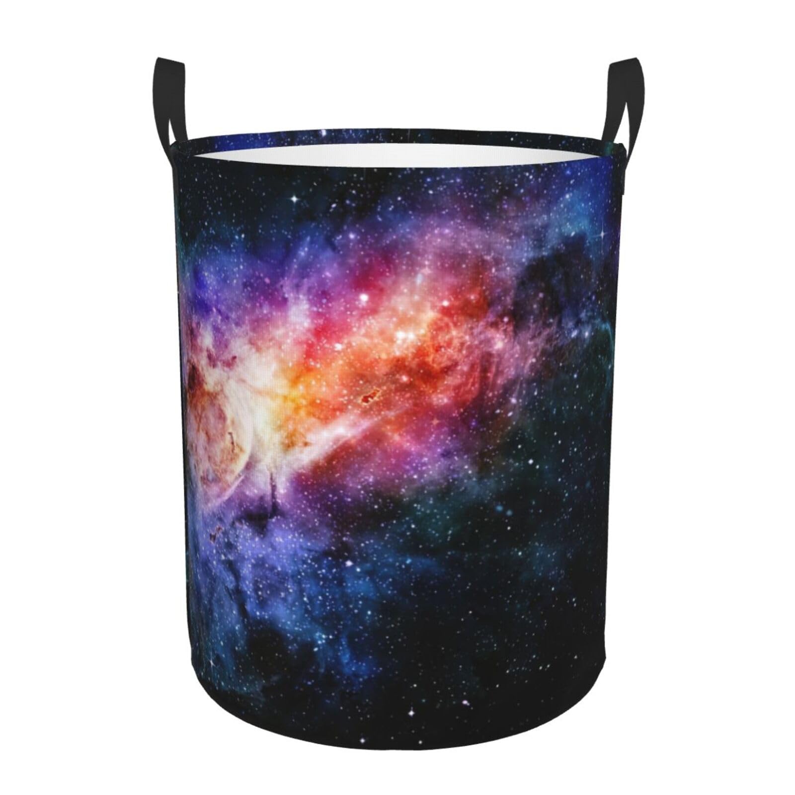 S Collapsible Round Galaxy in The Universe Print Laundry Hamper