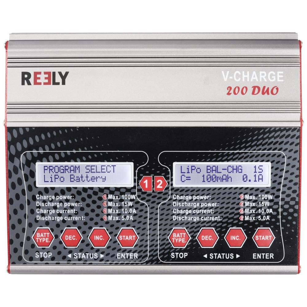 Reely V-Charge 200 Duo Modellbau-Multifunktionsladegerät 12 V, 230 V 10 A NiMH, LiPo, LiIon, LiHV, Blei-Calcium, Blei-S