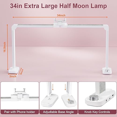 Miniatura 5 de iVict Lámpara de escritorio de uñas, luz tecnológica de uñas de 34 pulgadas con soporte para teléfono, 0-100% brillo ajustable, temperatura de color