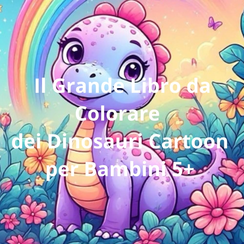 Il Grande Libro da Colorare dei Dinosauri Cartoon per Bambini 5+: 50 Disegni Grandi e Facili con Dinosauri Simpatici | Pagine Stampate su un Solo Lato per Evitare Sbavature