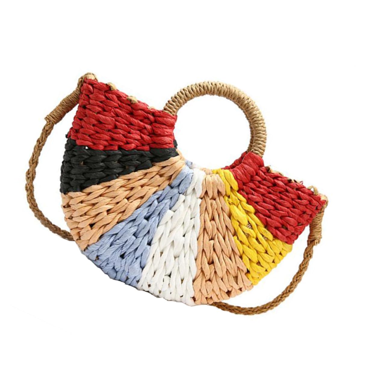 VANZACK Borsa in Paglia Intrecciata Grande da Spiaggia, Stile Estivo | Atmosfera Estiva, Tracolla Leggera Artigianale, Forma Pouch Multifunzione per Shopping e Viaggio