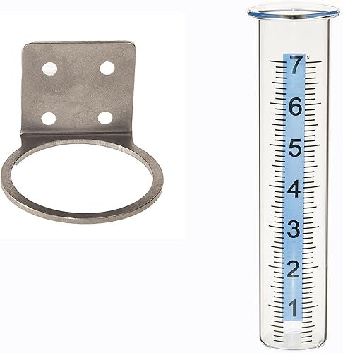 Miniatura 4 de Medidor de lluvia de 7 pulgadas de capacidad con soporte de estante de montaje de acero inoxidable, medidor de lluvia de montaje en poste para