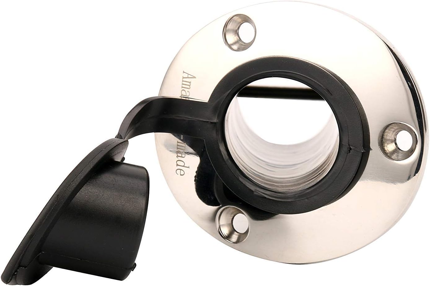 Amarine-made 30 Degree Stainless Steel Heavy Duty Flush Mount Sunshine Resistant Rod Holder Black PVC Cap Liner (2pcs)