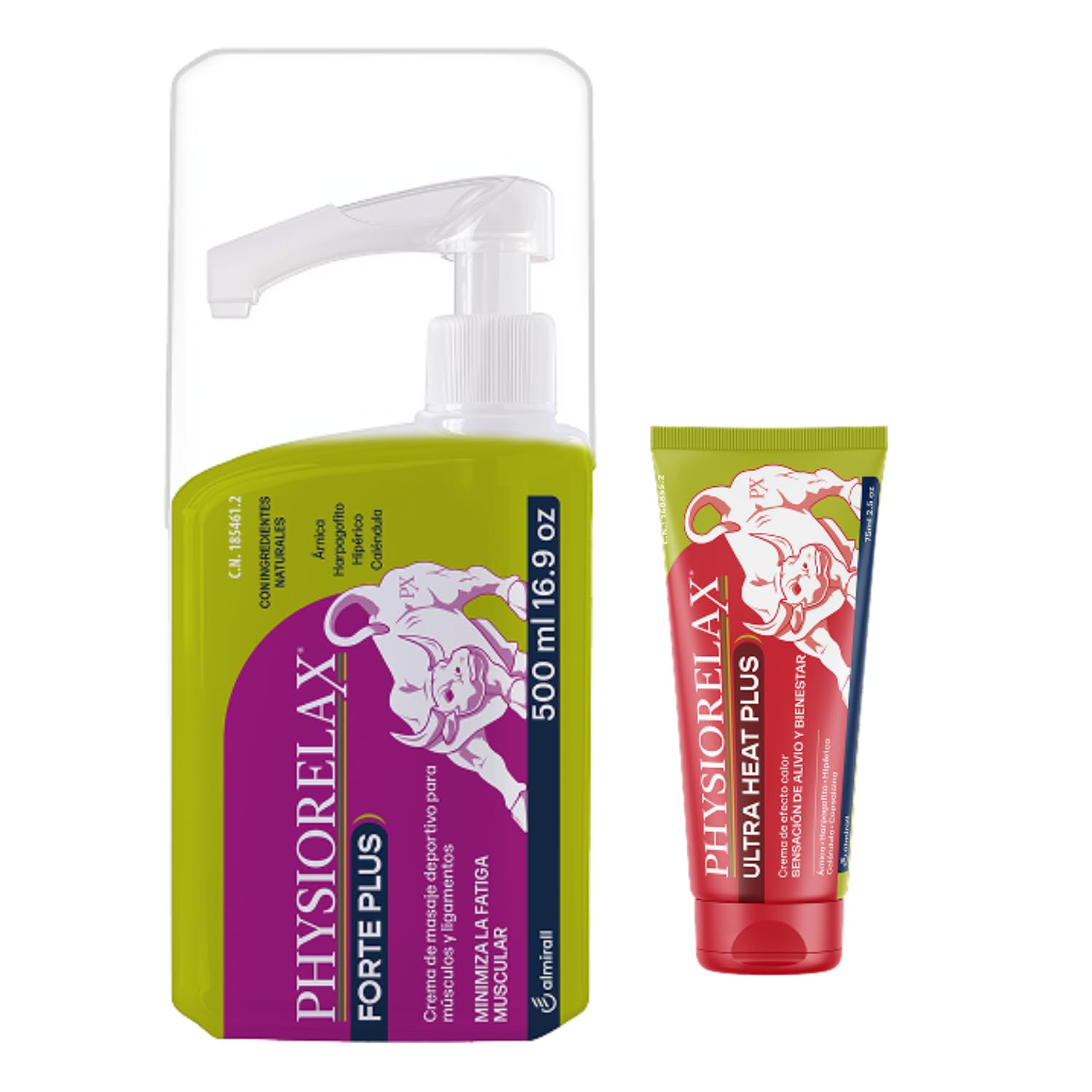Physiorelax Pack Crema de Masaje – Forte Plus (500 ml) + Ultra Heat Plus (75 ml) | Preparación y Recuperación Muscular, Efecto Calor, con Árnica e Ingredientes Naturales