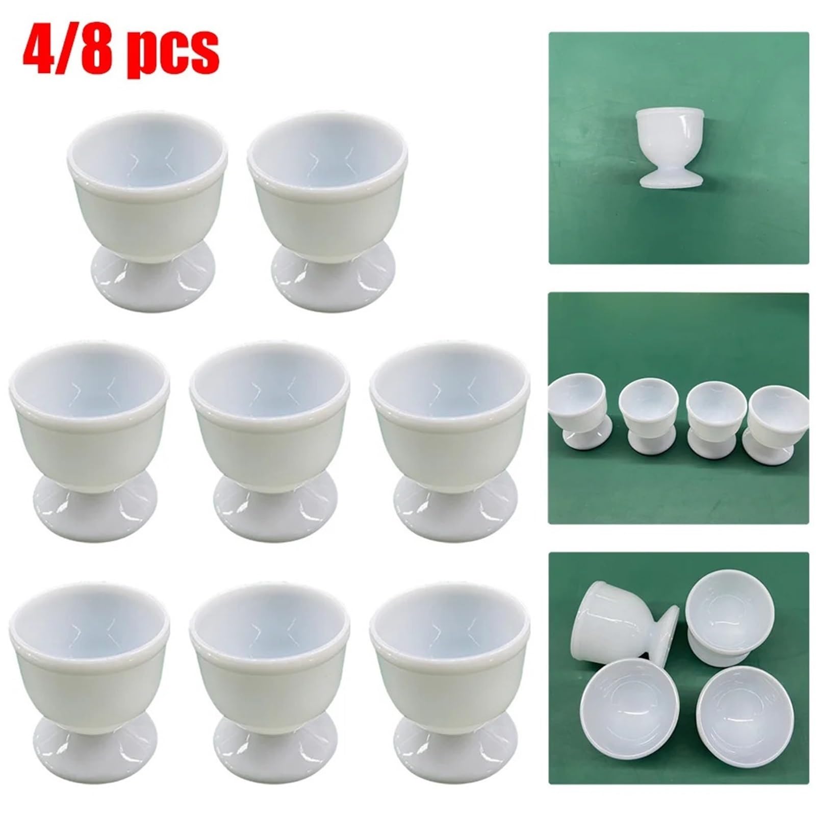 coquetier, Lot de 4 ou 8 coquetiers en plastique blanc for œufs durs et mollets(8pcs)