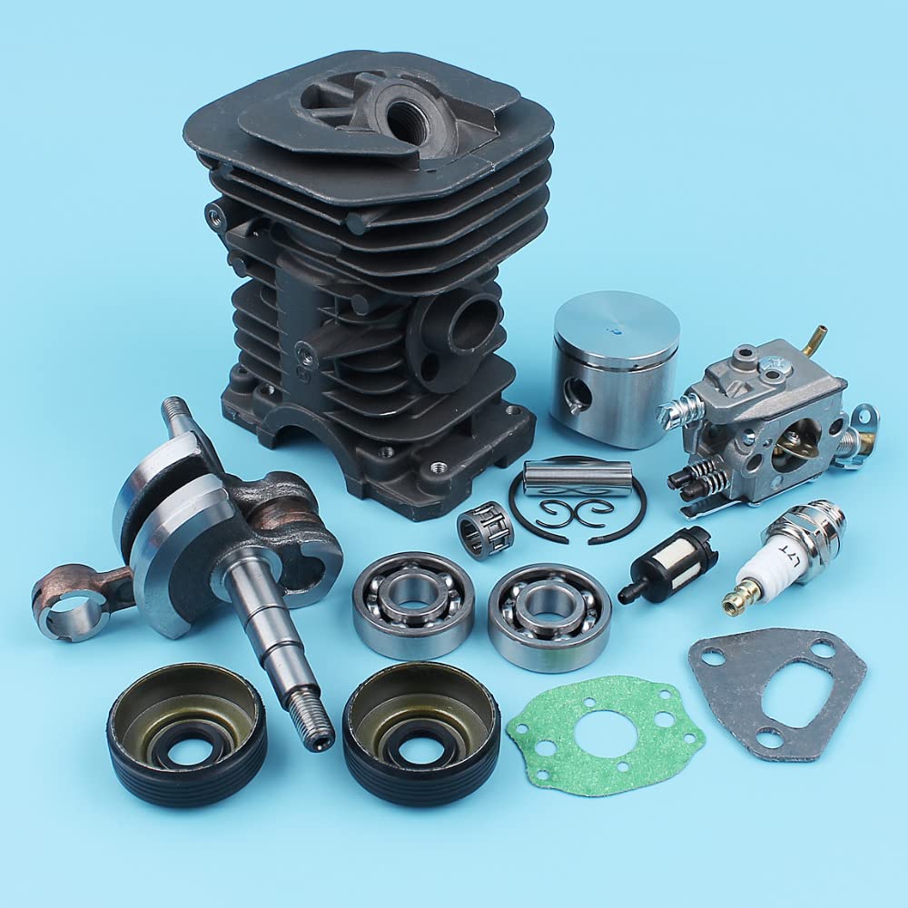 Carburateur de Vilebrequin à Piston Cylindre 38mm for Husqvar 136 137 141 142, roulement de tronçonneuse, Joints d'huile, Joint de Filtre plaqué NIKASIL