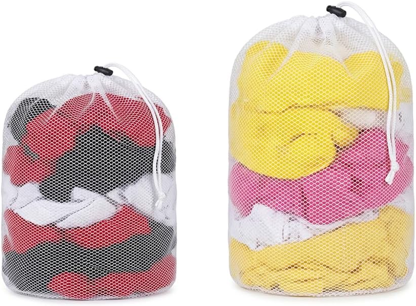 2Pcs Mesh Laundry Bags, Laundrys Washing Bag with Drawstring Design