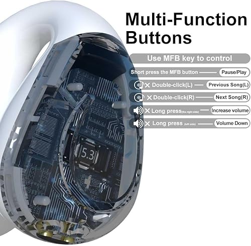 Miniatura 2 de Auriculares inalámbricos verdaderos para orejas pequeñas, auriculares Bluetooth de 48 horas de reproducción IPX7, impermeables, con micrófono,