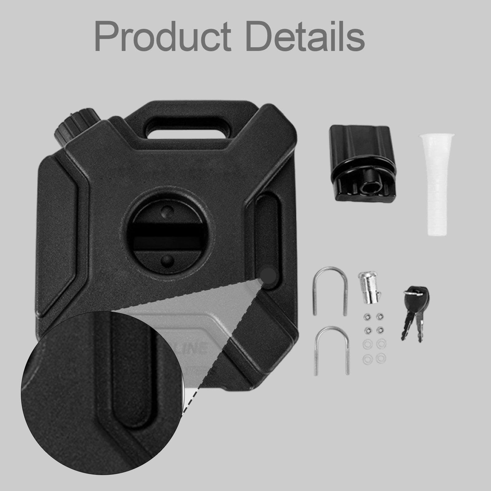 Oshhni Tanque de Combustible para Motocicleta, Tanque de y Aceite con asa, Accesorios prácticos, bidón de portátil, Negro, 5l