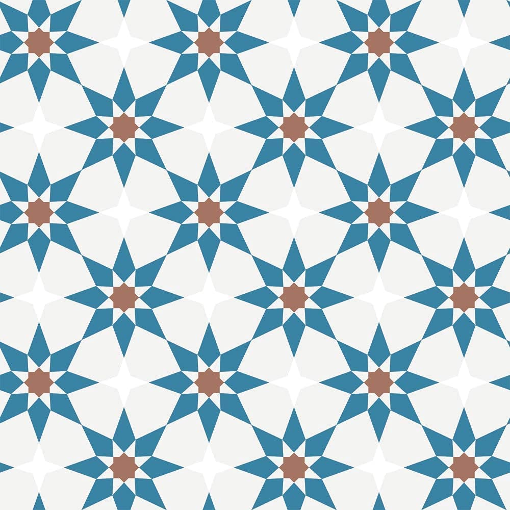 WALLTON - Moroccan - 9 Tile Stickers for Kitchen Backsplash Bathroom Floor Wood Glass Stick Home Décor Furniture (Multicolor, 10x10 Inch 36 pic)
