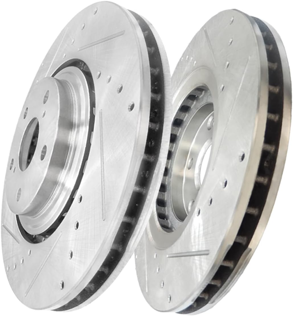 PM Auto Front 328mm Drilled Slotted Disc Brake Rotors Replacement For 2008-2019 Toyota Highlander