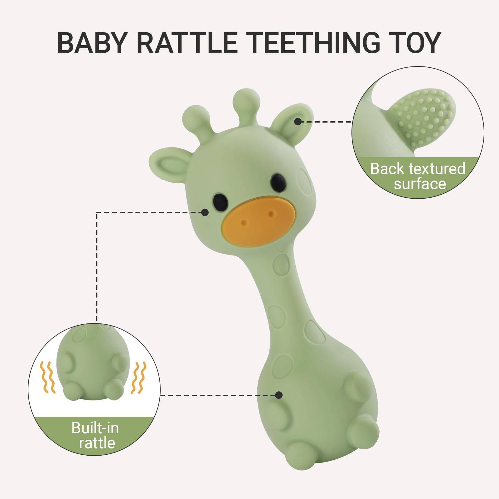 Joyvity Teething Toys for Baby Silicone Teether for Toddler Infant Baby's Chew Toys, Baby Rattle Toys, BPA-Free - Image 5
