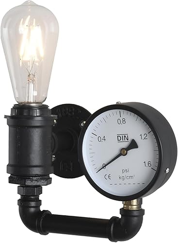 Vista 8 de XEYOU Aplique de pared Steampunk de hierro fundido vintage industrial E26 Edison bombilla lámpara de pared de tubo retro para cafetería, bar