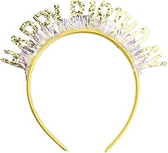 Gold Happy Birthday Felt Headband with Glitter, Lovely for Baking & Party