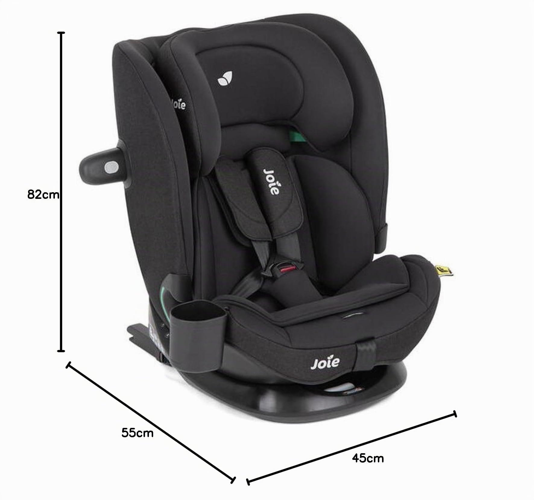 JOIE – I BOLD R129 – Siège Auto Enfant 76 à 150 cm – Rehausseur avec Dossier i–Size – ISOFIX – Harnais 5 Points – Inclinaison 3 Positions – Réglage têtière et harnais d’une main – Coloris Shale