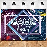 Game Night Theme Photography Backdrops Glow Neon Photo Background 5x3ft for Game On Birthday Party Decor Sleepover Slumber Prom Gaming Party Cake Table Decor Photobooth Supplies