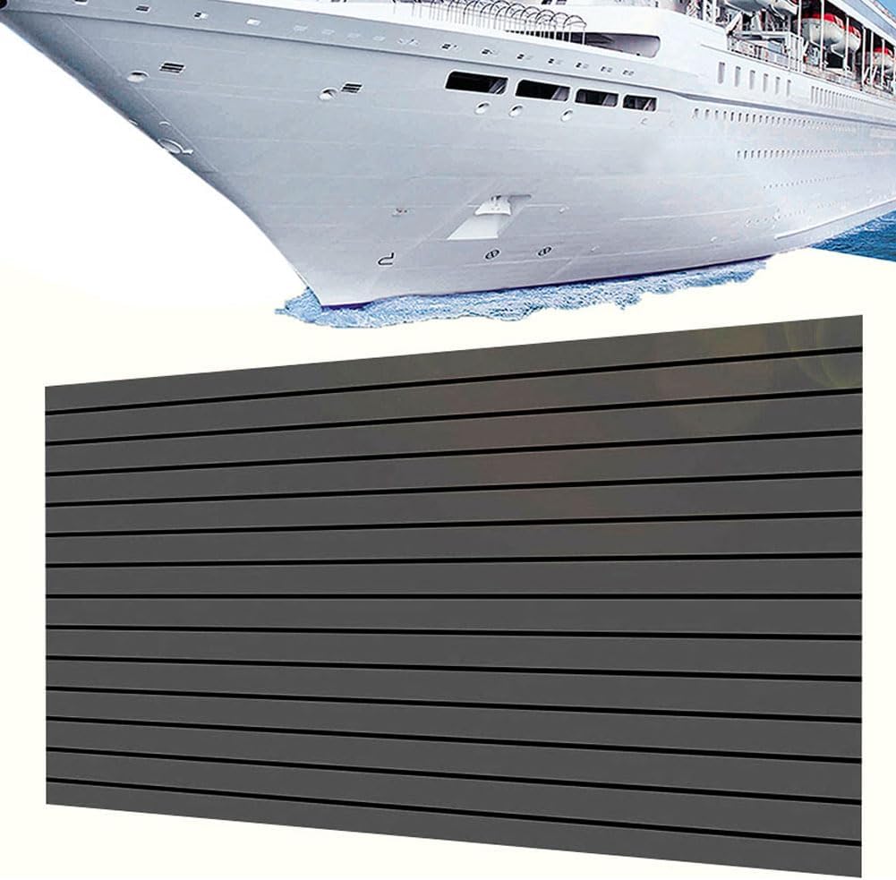 EVA Foam Faux Teak Boat Decking Sheet Carpet Self-Adhesive Non-Skid 94.5"x 46" (30 sqft) / 94.5" x 35.4" (23 sqft) Fits for Sea Deck Marine Yacht RV Boat Flooring Mats/Decking Pad