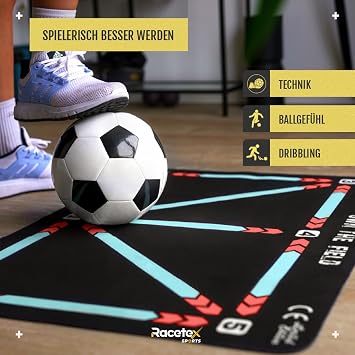 Racetex Children's Football Mat Training 90 x 60 cm - Non-Slip and Durable Football Mat - The Kick Mat for Indoor Football Training - Improve Ball Control & Technology Playfully